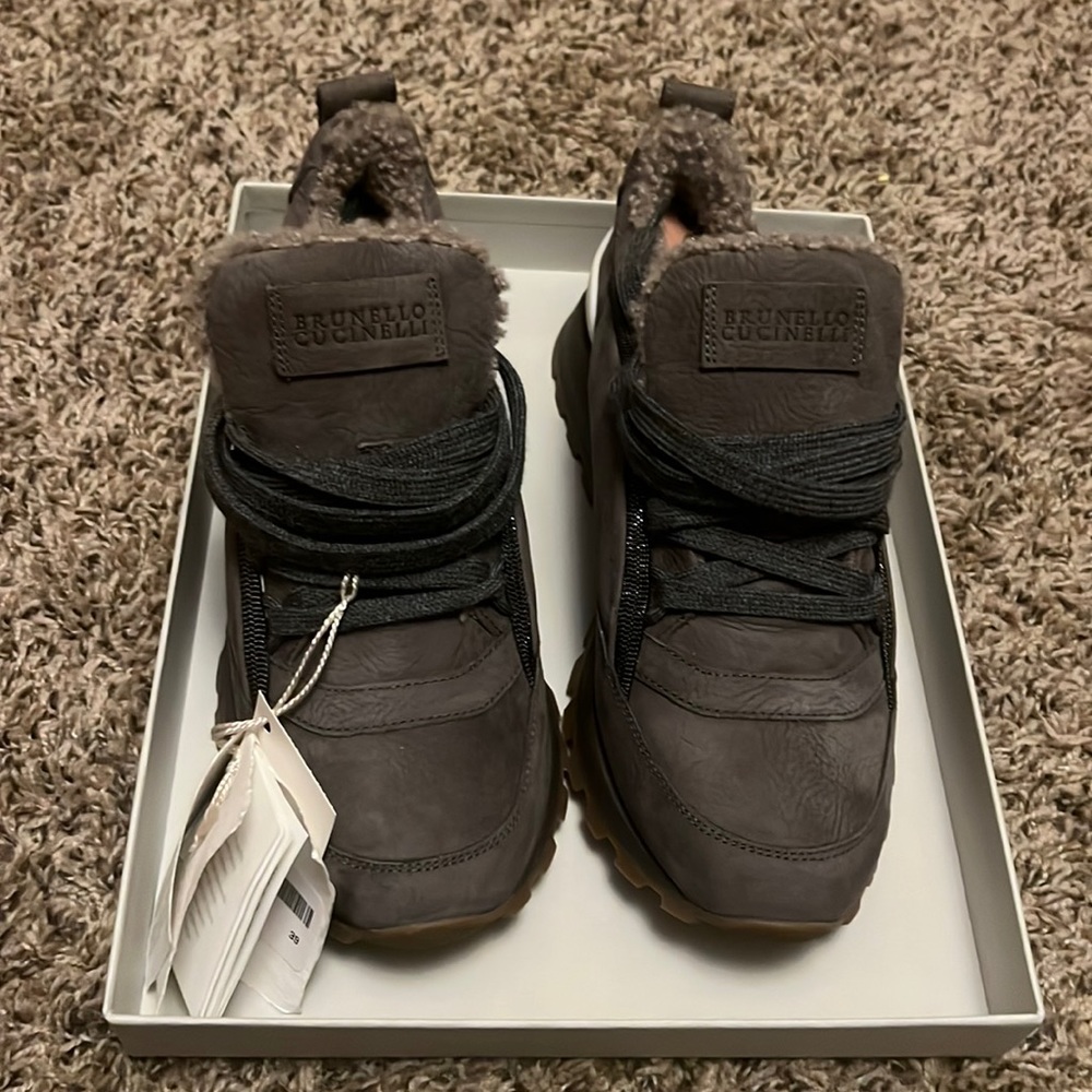 brunello cucinelli sneaker real fur brand new never worn